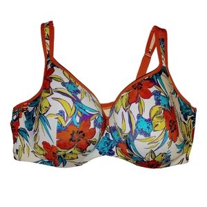 Lane Bryant Cacique Orange Blue Green Floral Original Balconette Bra 44D…